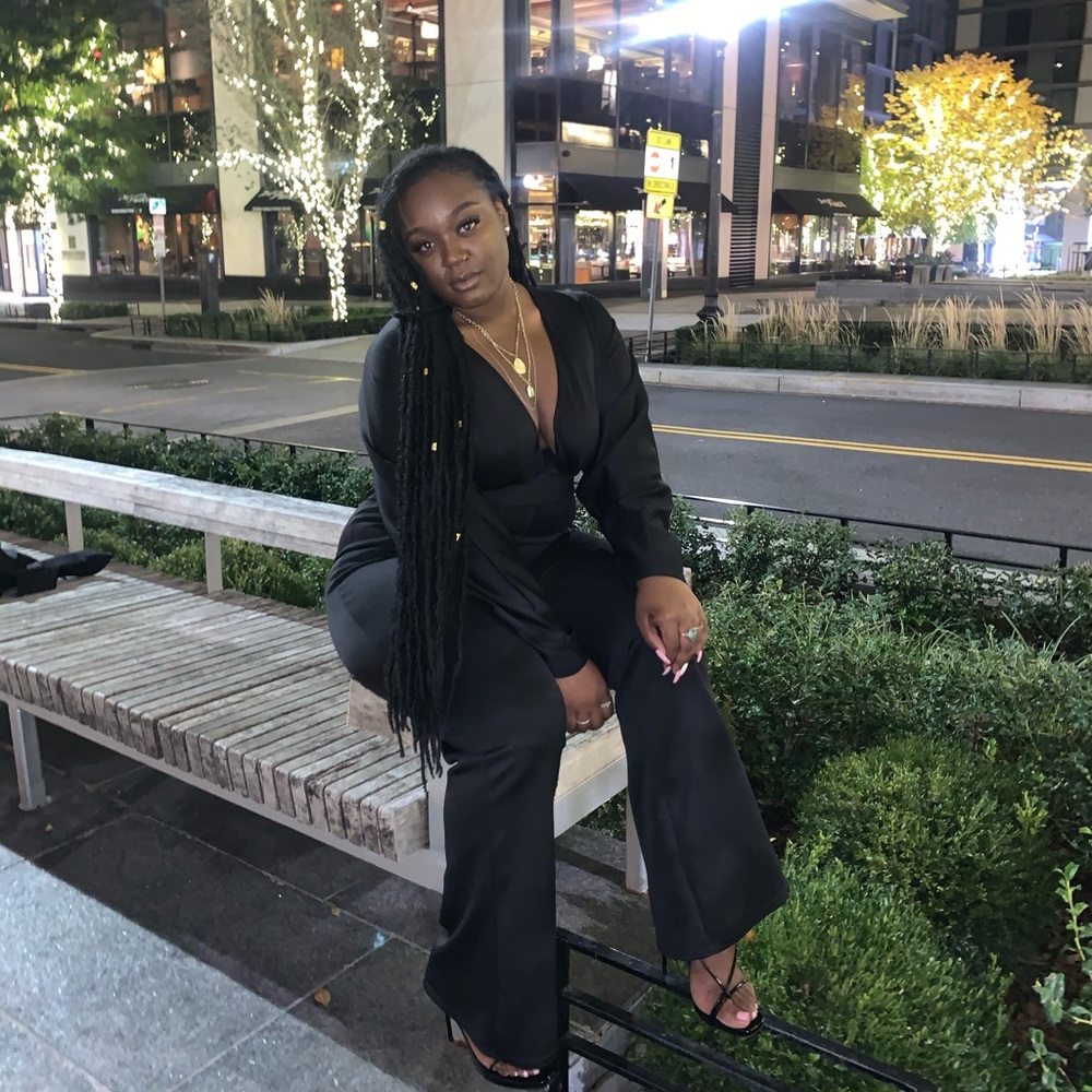 PLT Black Pleated Balloon Sleeve Jumpsuit